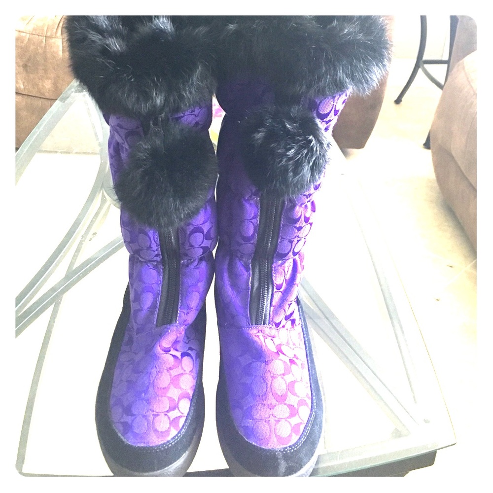 Purple Winter Fur-Trim Women's Boots
